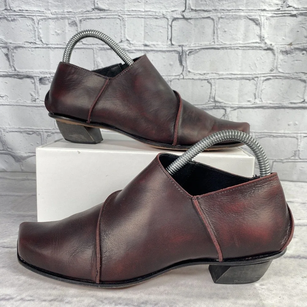 CYDWOK Vintage Women's Chalet-H Shoes Size 6.5 Side Zip 1-inch Heel Red Bordeaux
